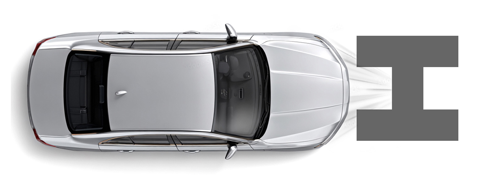 A car shown from above as passes over the profile of the TreadReader DriveOver